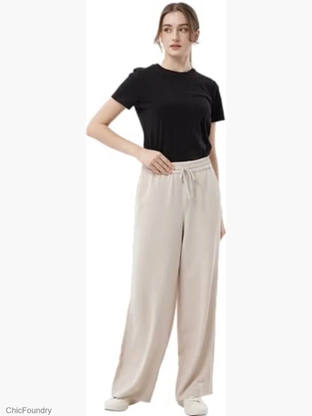 Lightweight Crinkle Palazzo Pants with Adjustable Strap - Picture 2 of 7